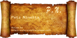 Petz Ninetta névjegykártya